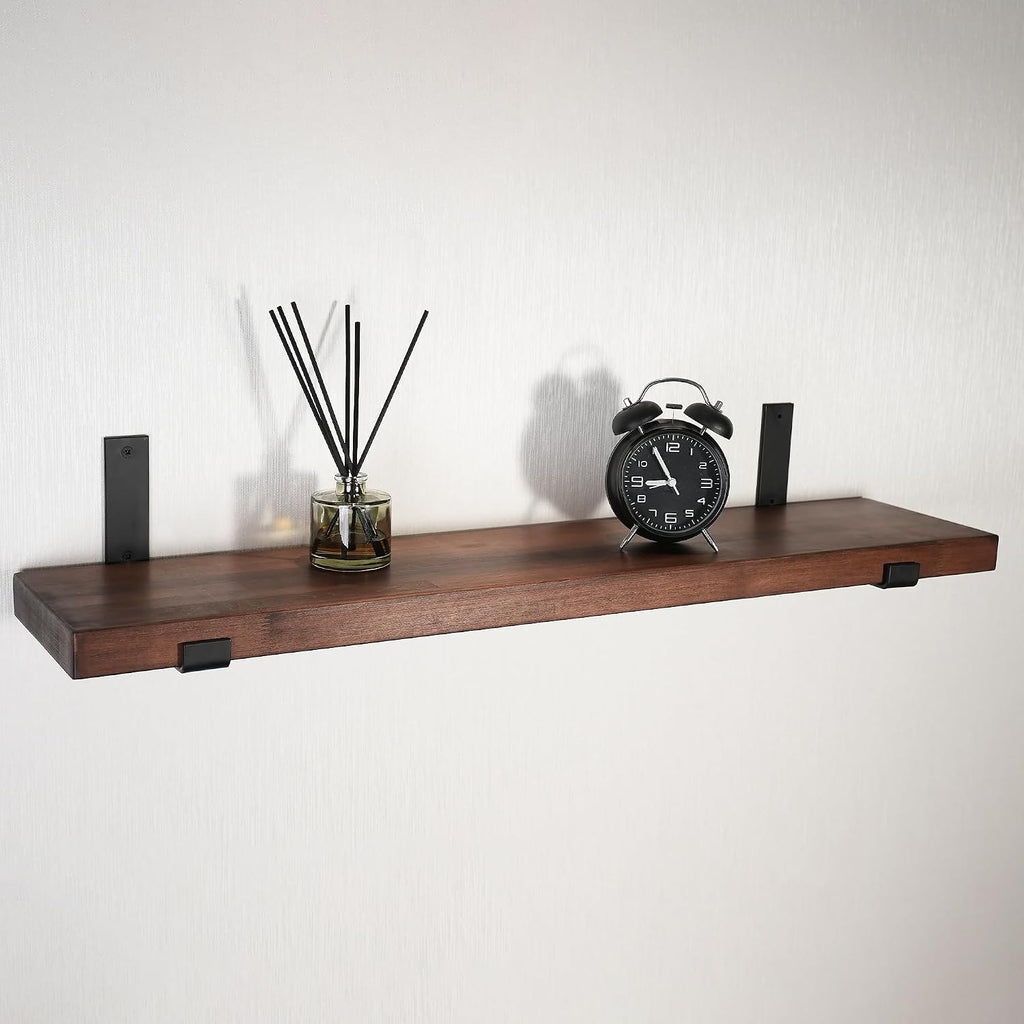 Floating Shelf for Wall Mounted Book Shelf Hanging Shelves Floating Bookshelf USA Grown Solid Hardwood, Dark Maple