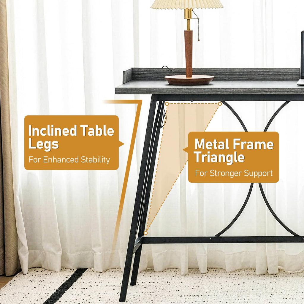 82.3" Bar Table, Counter Height Table with Back Rail, Wash Gray