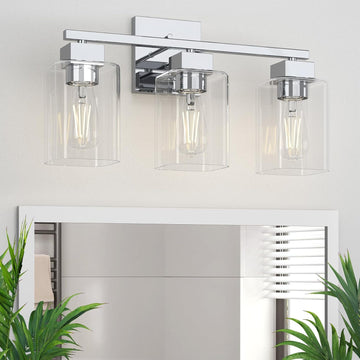 Chrome Bathroom Vanity Light - 3 Light Bathroom Light Fixture Square Design & UL Certification, Bath Room Lighting
