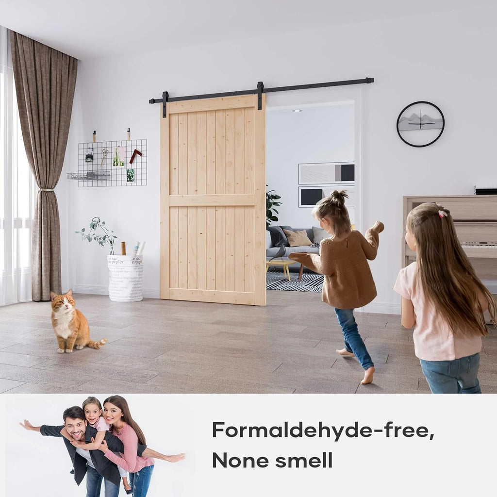 48in x 84in Sliding Barn Wood Door,Interior Doors,DIY Assemblely,Solid Natural Spruce Panelled Slab,