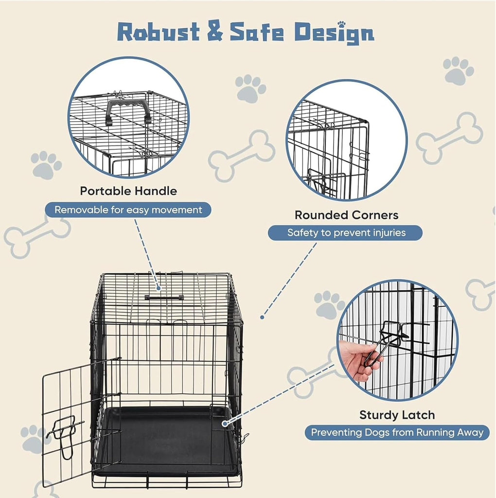 Dog Crate, 30 Inch Medium Size Single Door Dog Cage with Plastic Leak-Proof Pan Tray