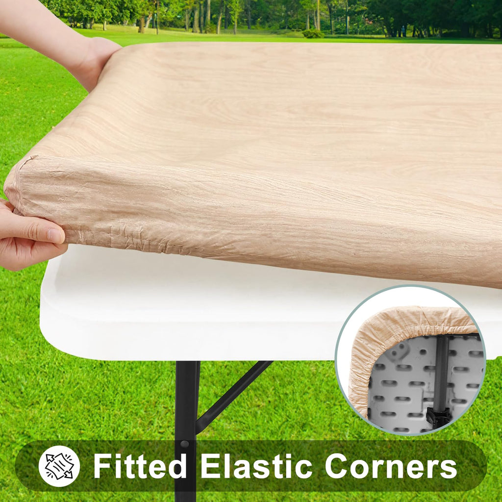 Rectangle Table Cloth, Waterproof Plastic Table Cover for 5FT Tables