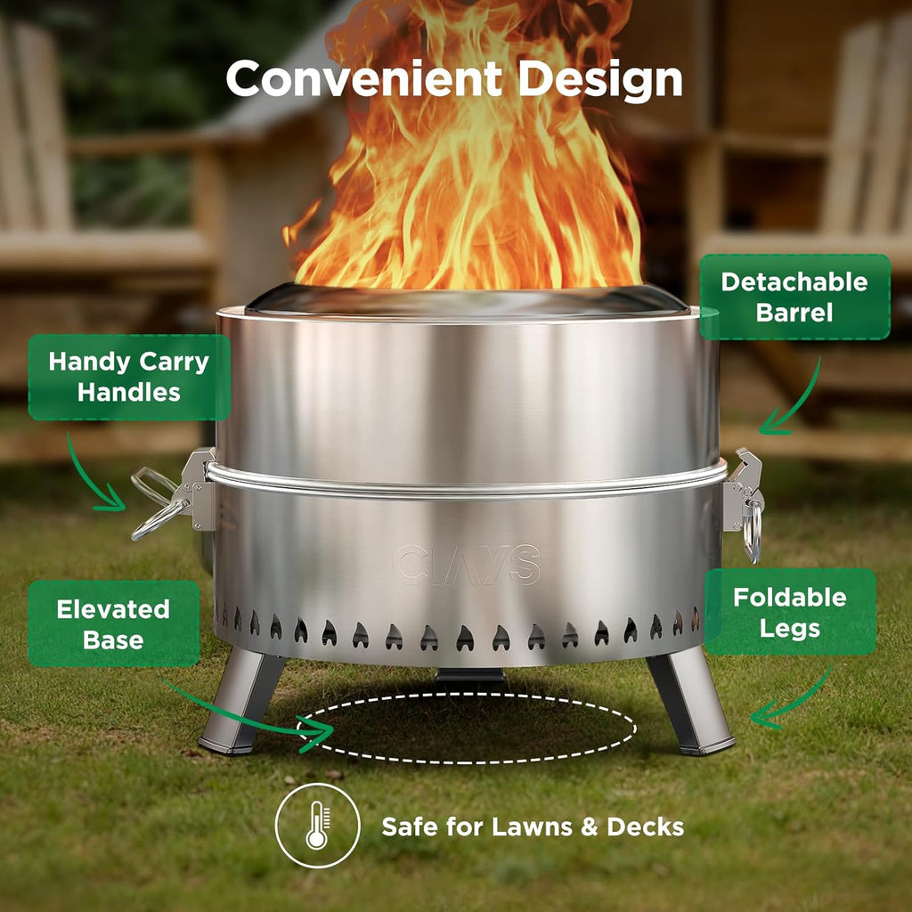 Smokeless Firepit, 19 Inch Fire Pit for Camping with Patented Technology
