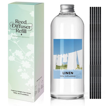 Linen Diffuser Reed Diffuser Oil Refill, 16.9 FL OZ & 6 Sticks