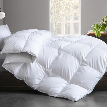 Feather and Down Fiber Comforter Insert Twin, 100% Cotton Cover