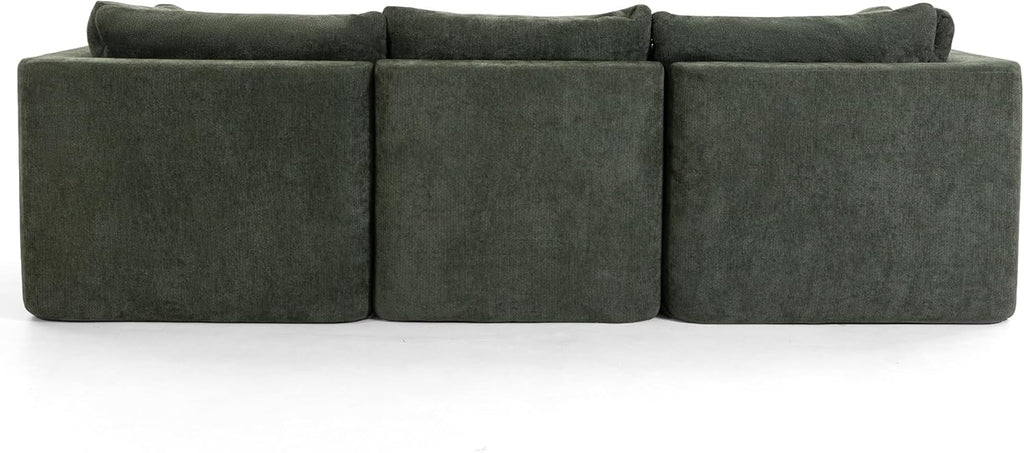 Tufted Cushions Cloud Sectional Boneless Sectional Sofa with Movable Ottoman, 112" Oversized Modular Convertible L