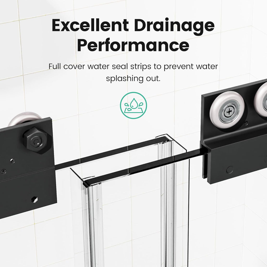 44-48 in. x 72 in. Sliding Shower Door, Adjustable Semi-Frameless Bypass Shower Door