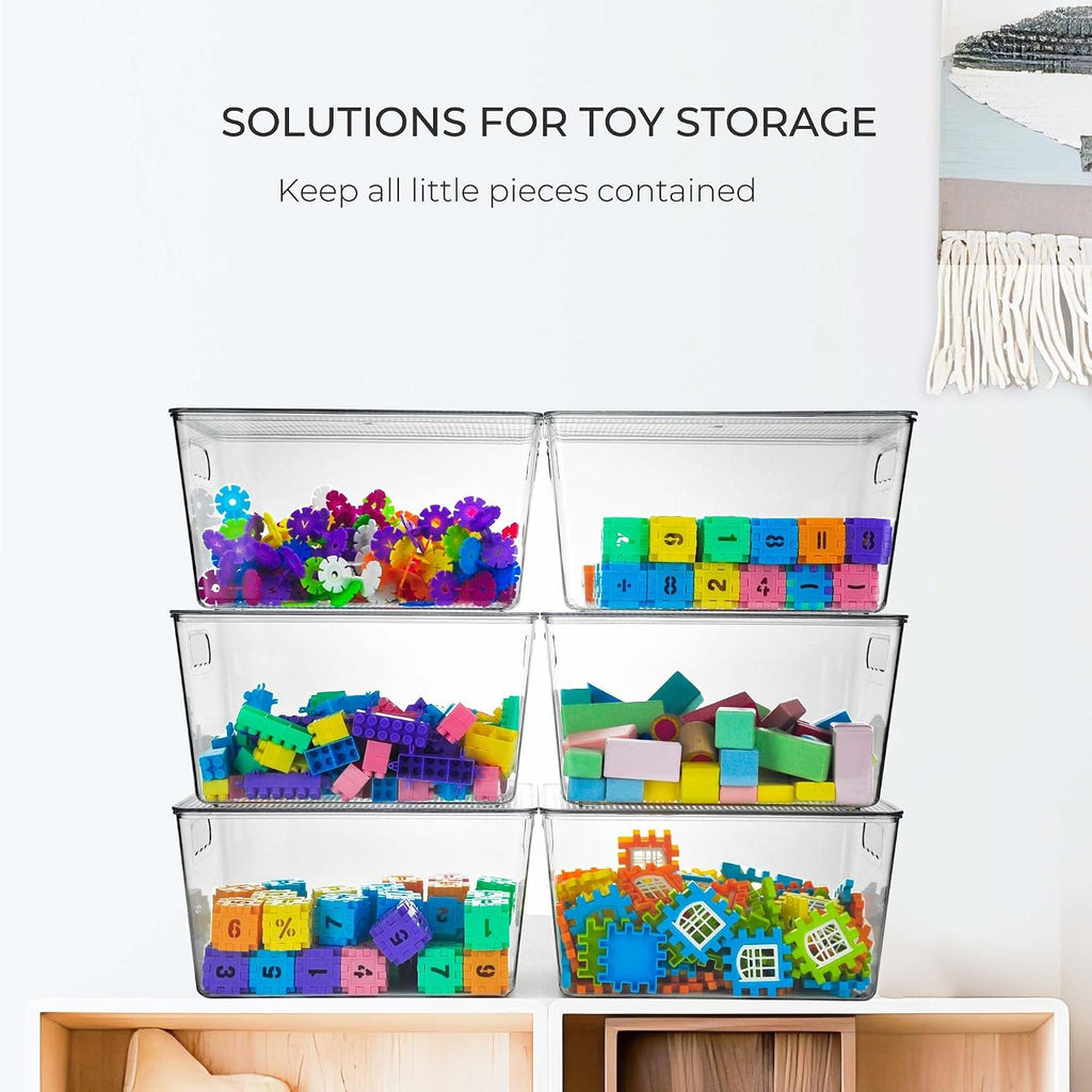 Clear Stackable Storage Bins, Plastic Toy Organizers and Storage with Lids, Toy Bins for Kids Organizer, Storage