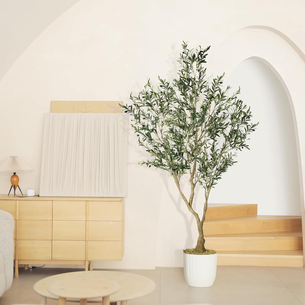 Olive Trees Artificial Indoor with Large Branches, Lifelike Fruits | Faux Olive Tree 7ft, Fake Olive Tree House