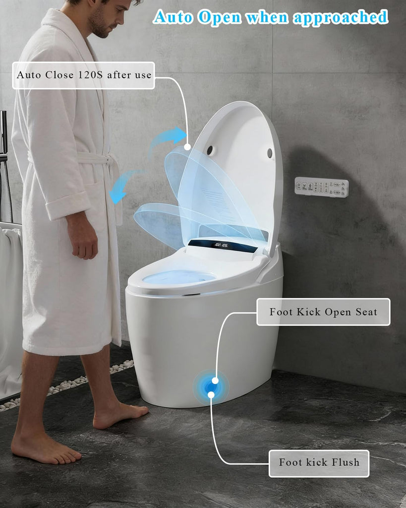 Smart Toilet with Bidet Built-in, Auto Open/Close Lid