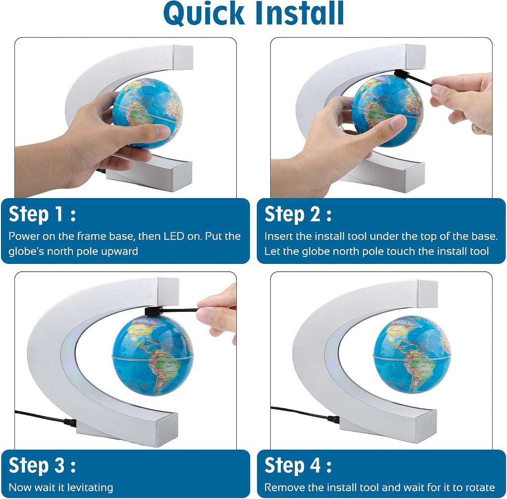 Magnetic Levitating Globe with LED Light, Cool Tech Gift for Men Father Boys and Girls, Birthday Gifts for Kids