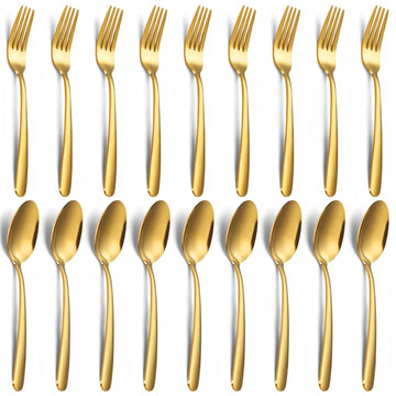 24-Piece Spoons and Forks Set Silverware Set - Forks and Spoons Stainless Steel Silverware and Restaurant, 12-Fork