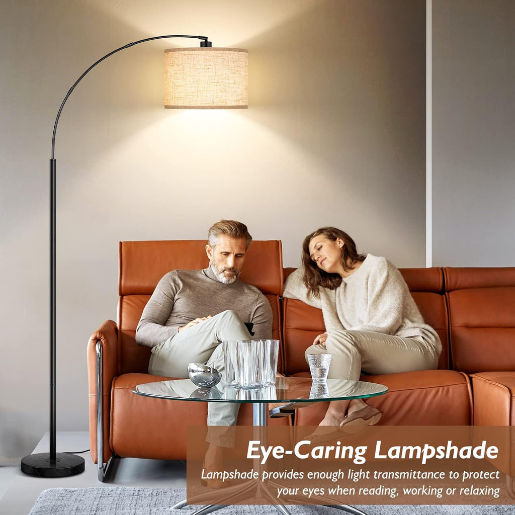 79'' Arc Floor Lamps, Modern Standing Lamp with Adjustable Hanging Drum Shade