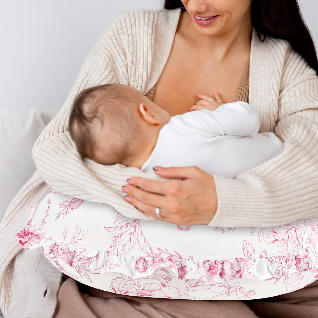 Nursing Pillow Cover, Removable Ruffled Pillowcase for Breastfeeding Pillows, Ultra Soft Comfortable Slipcover for