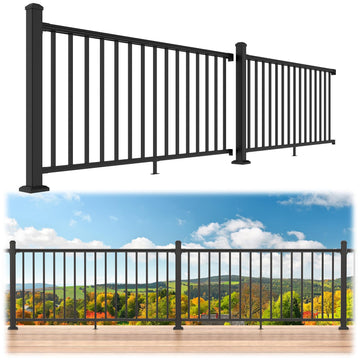 2 Pack 36 in x 6 ft Modular Aluminum Porch and Deck Railing Kit