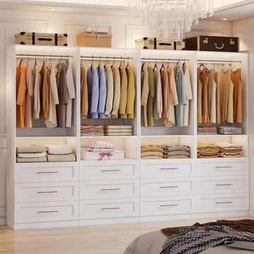 Modular Closet System with 12 Drawers, 8FT-21FT | Closet Organizer Storage System with 8 Extendable Hanging Rods 4