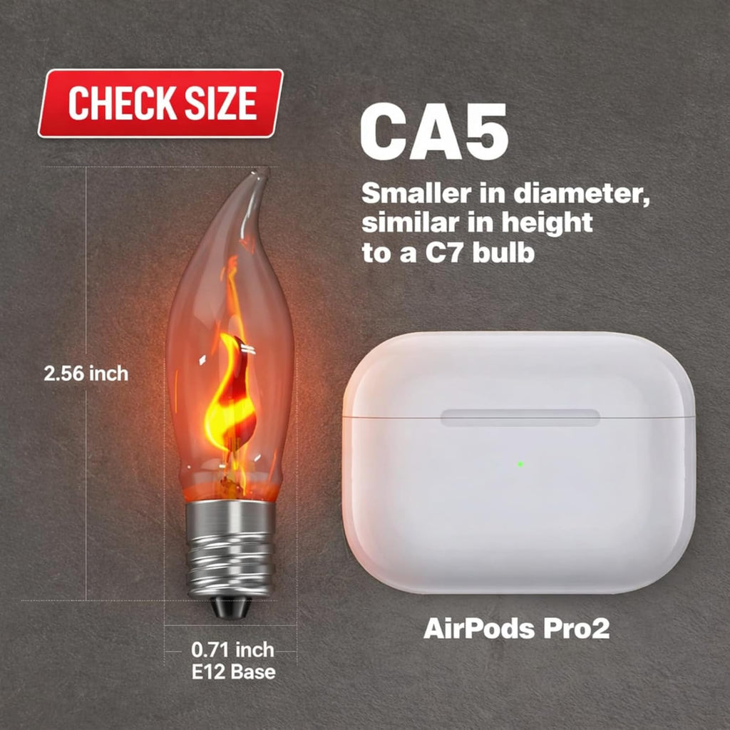 Upgraded Flame Light Bulbs, Compact E12 Chandelier Base Candle Flickering Fire Light Bulb for Halloween Christmas