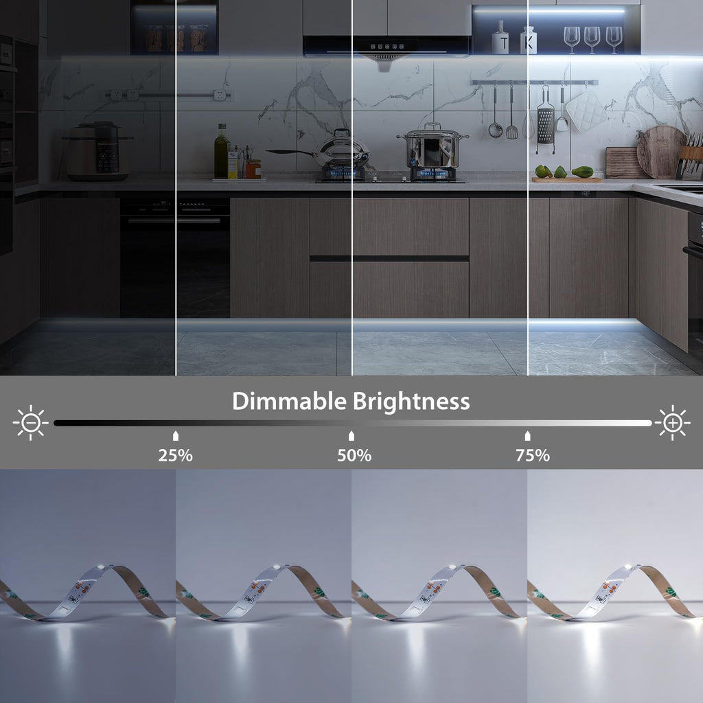 3 Pack 9.9FT Under Cabinet Lights Battery Powered with Remote, 12 Modes, Self-Adhesive, Flexible, Dimmable, Timer