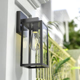 Outdoor Wall Sconce, Exterior Waterproof Wall Lantern Light Fixtures, Black Porch Lights with Toughened Glass Shade