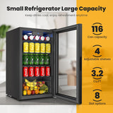 Black Mini fridge,116 Can Beverage Refrigerator Cooler,3.2 Cu.Ft Drink Fridge fo