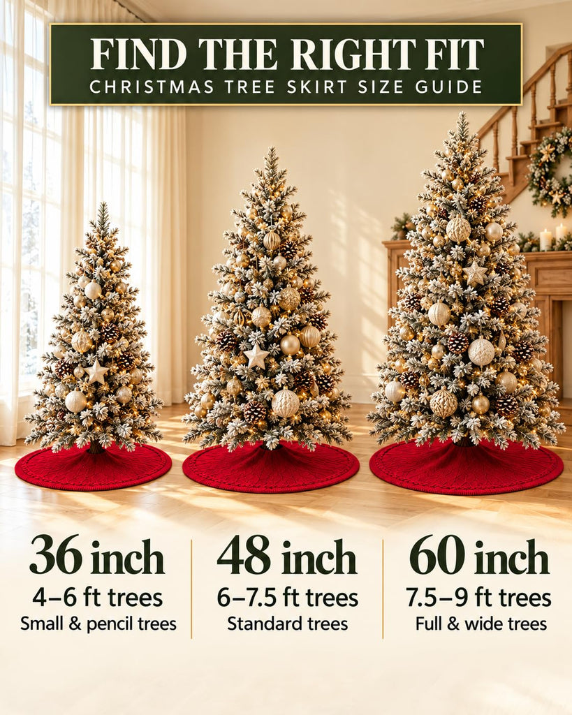 60 Inch Red Knitted Christmas Tree Skirt