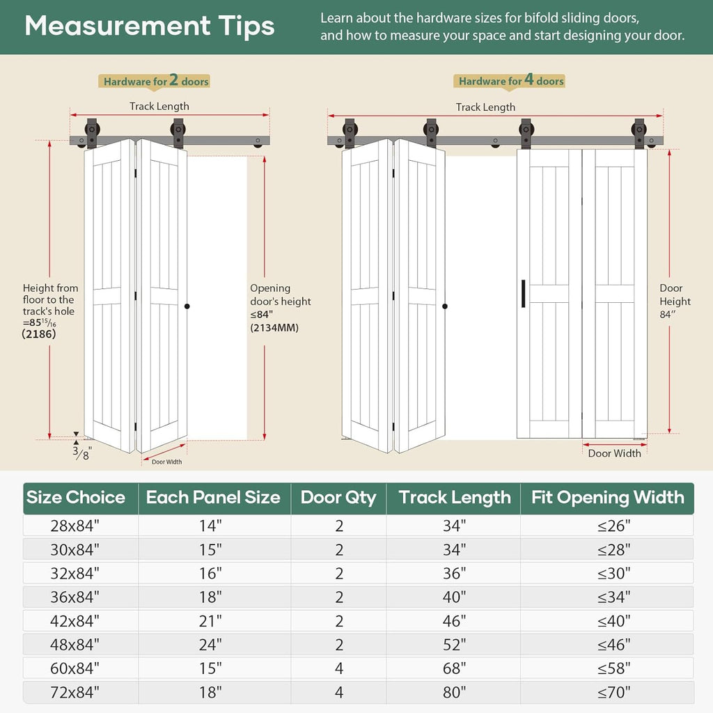 Bifold Barn Doors for Closet 72'' x 84'', Double Bifold Barn Door with Hardware Kit Included,80'' Tr