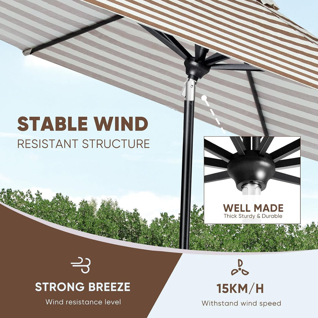 Patio Market Outdoor Table Umbrella with Auto Tilt and Crank