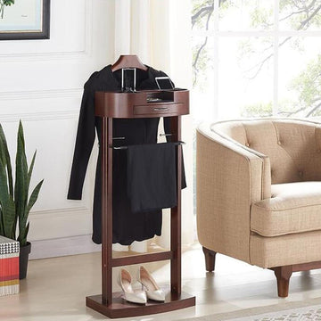Suit Stands Butler Clothing Racks Wood Suit Valet Stand Clothes Rack with Base Floor Standing Suit Hanger Rack with