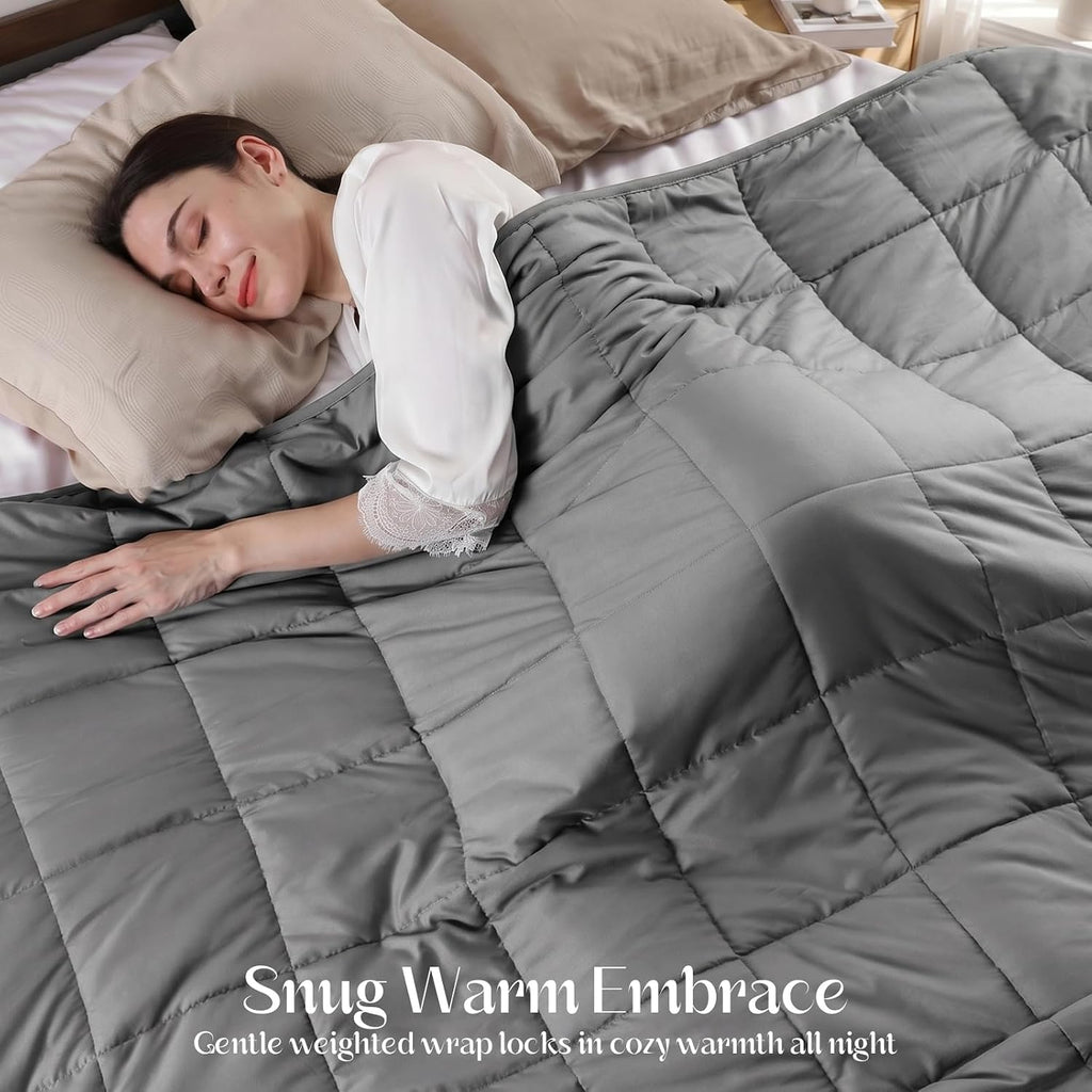 Weighted Blanket 10lbs (48"x72",Grey) Twin Size Soft Cooling Heavy Blanket for Sleeping, Breathable All Season