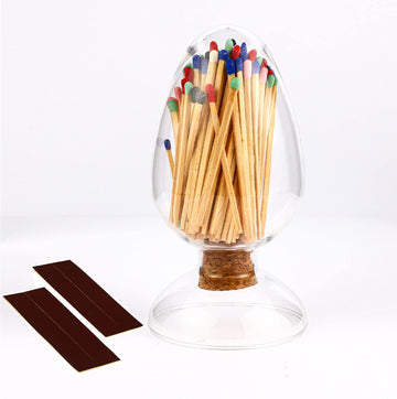 Matches in a Jar, Glass Match Cloche with Striker, Glass Match Holder with Striker, Fancy Matches in a Jar