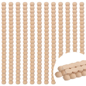 12 Pcs Decorative Wood Beaded Trim Molding, 15.75 Inch Bobbin Wood Trim Molding, Natural Unfinished Wood Bead Trim