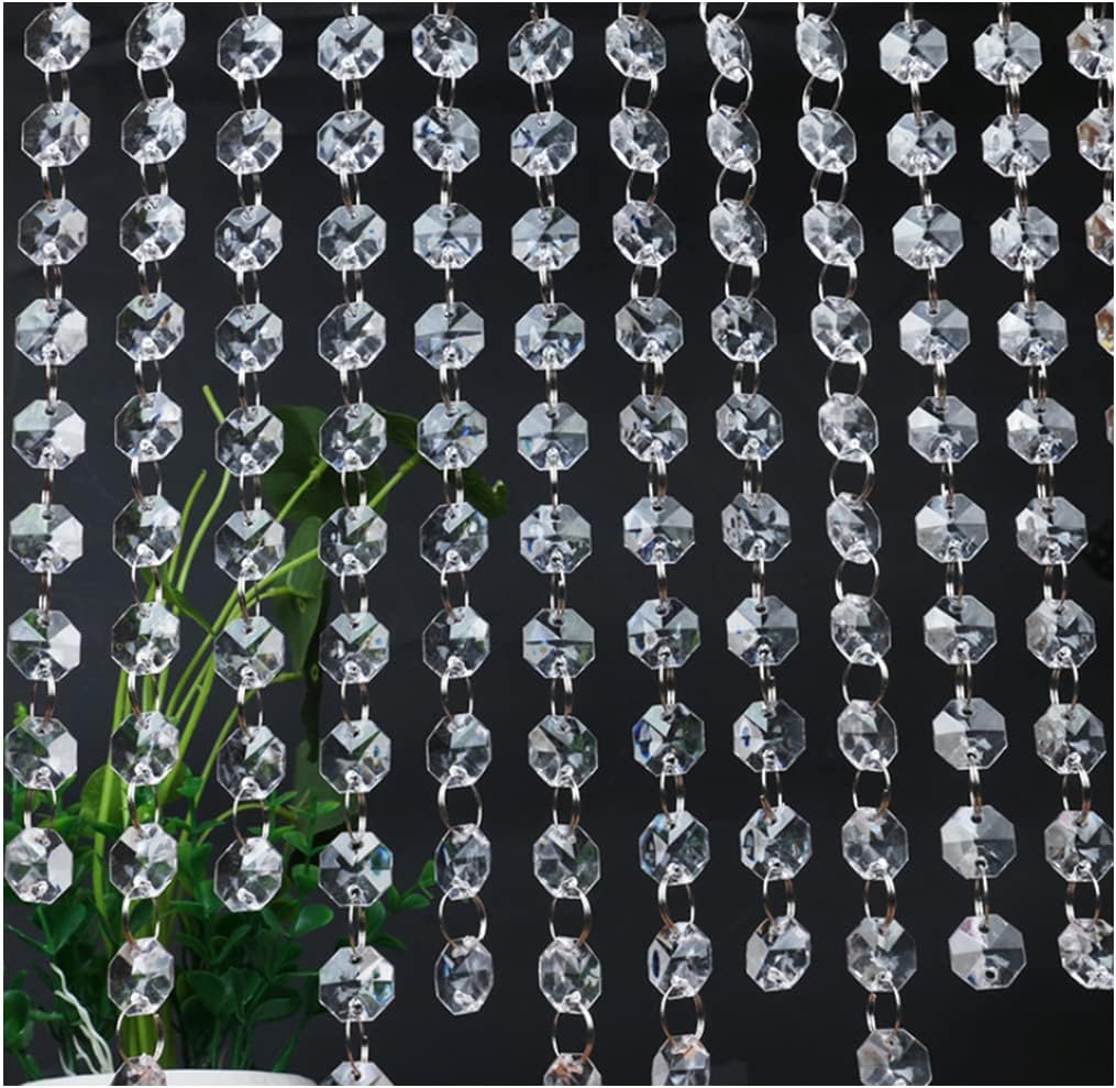 99FT Clear Acrylic Crystal Garland Strands Hanging Chandelier Bead Chain Ornament String Decorations for Manzanita