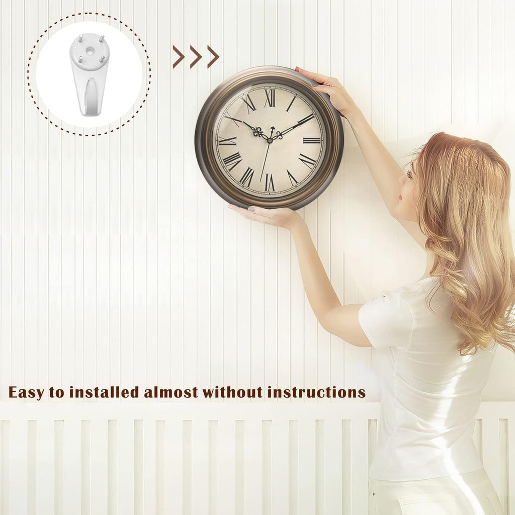 Large Metal Wall Clock, 13'' Non Ticking Classic Retro Silent Iron Clocks Decorative Kitchen Living Room