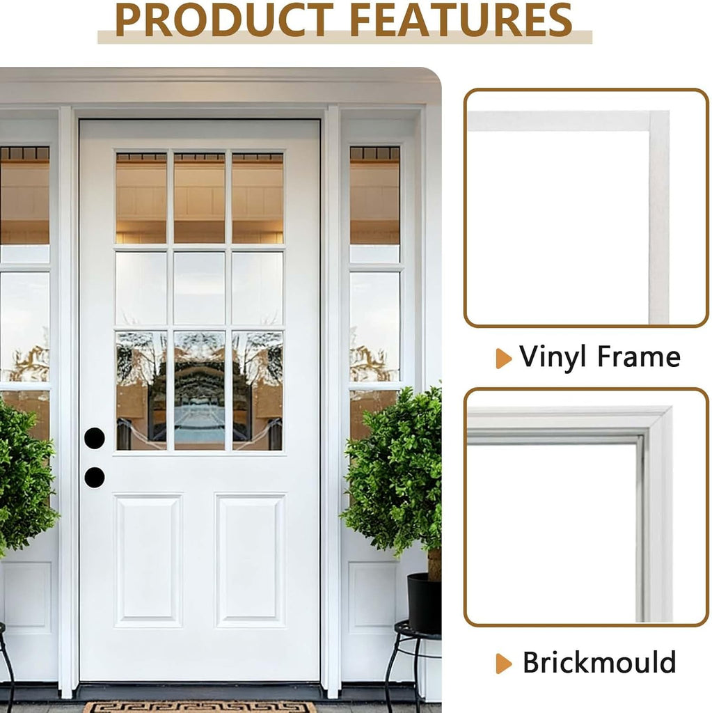 36 X 80 Exterior Door with Glass, Modern Front Door for House Exterior, Entry Doors for Home, Primed Fiberglass, Left
