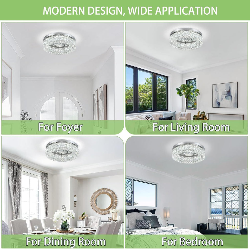 18 Inch Crystal Chandelier LED Ceiling Light Flush Mount Ceiling Light Fixtures Luxury Large Chandelier Light for