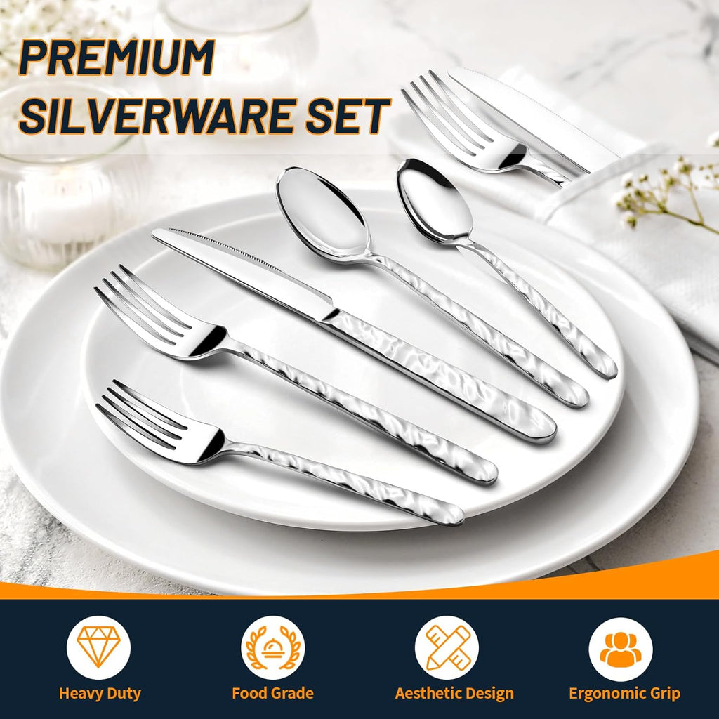 Silverware Set, 40-Piece Premium Stainless Steel Flatware Set for 8