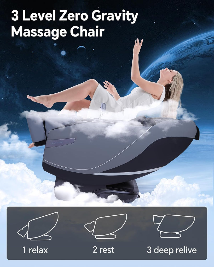 Massage Chair Full Body Zero Gravity, 3D ‌SL-Track Shiatsu Massage with Unique Rocking Sleep Mode, Upgraded Calf &