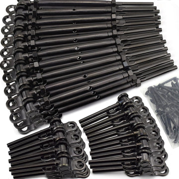 Black Cable Railing Hardware Kit, for 1/8 Cable Railing System for Wood Posts, Stainless Steel Swage Toggle
