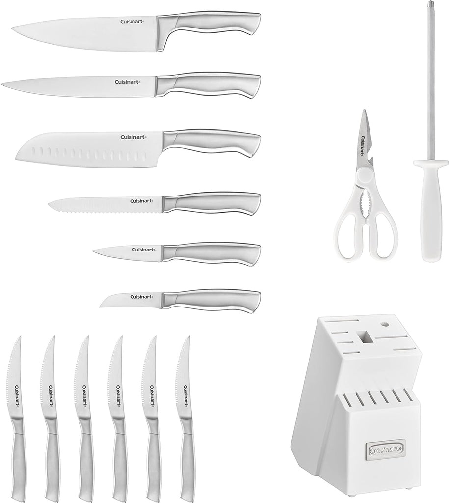 Professional Block Knife Set, 15pc Cutlery Knife Set with Steel Blades for Precise Cutting, Lightweight, Stainless