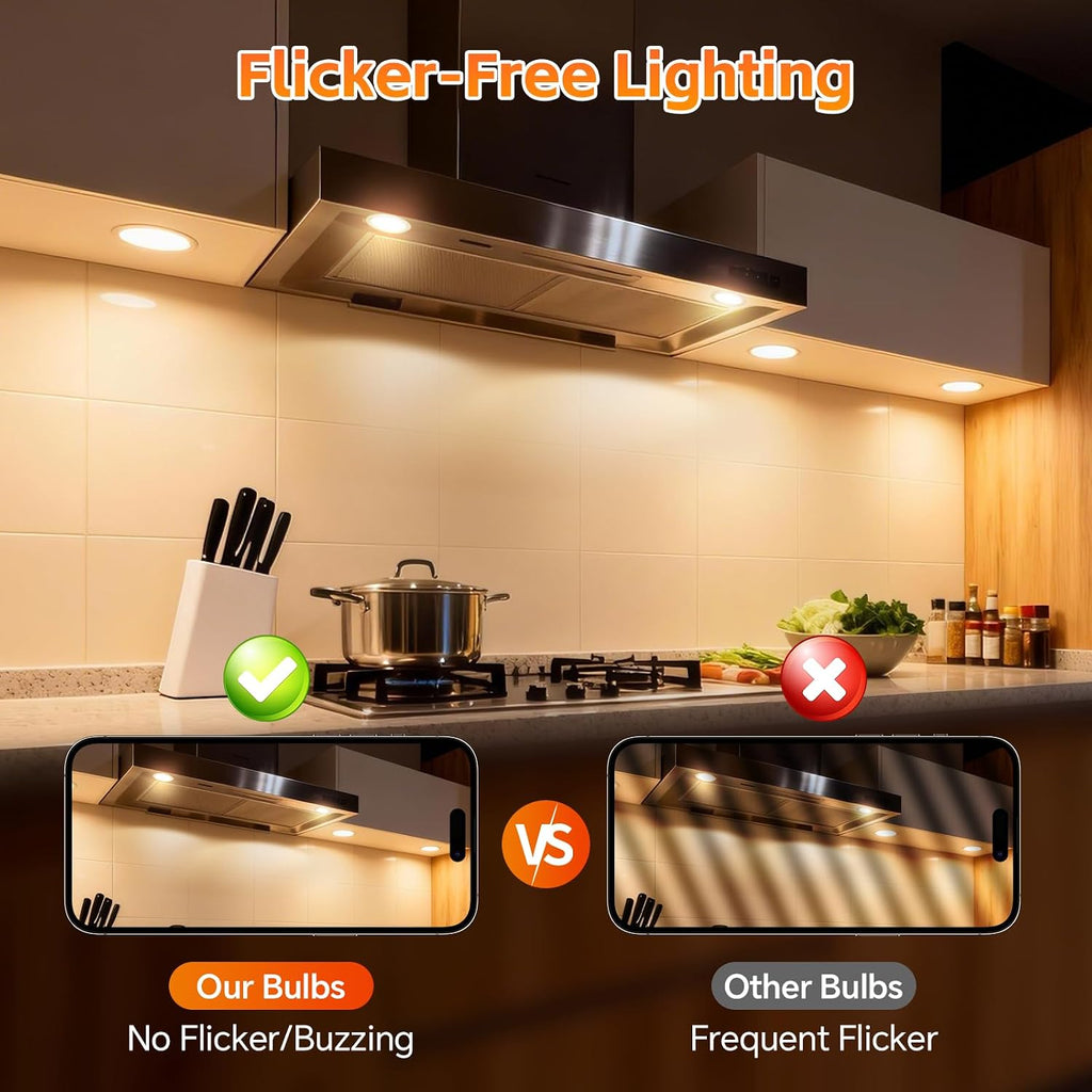 LED GU10 Range Hood Light Bulbs, Dimmable, 3000K Warm White, 2 Pack