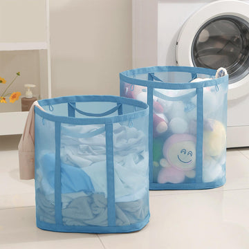 Mesh Bag with Handles, Collapsible Laundry Basket, Foldable Laundry Bag, Breathable Folding Beach Bag,Space-saving