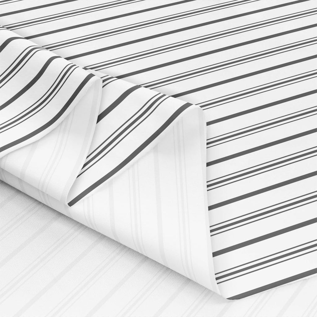Black White Stripe Fabric By The Yard, Geometric Stripes Upholstery Fabric, Farmhouse Lines Striped Decorative