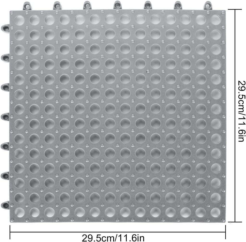 12 Pack 11.8" x 11.8" Interlocking Floor Tiles with Drain Holes Soft PVC Non Slip Shower Floor Mat Modular Interlocking