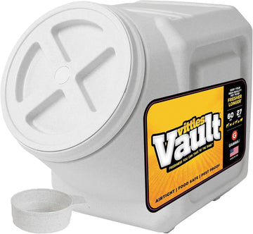 Vittles Vault Traditional Dog and Cat Food Container + Scoop, Gray, 60lbs