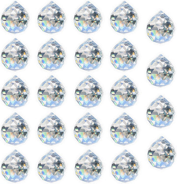 Crystal Prism Ball Sun Catcher - 24 Pack 20mm Hanging Decor for Windows, Wedding, Home, Feng Shui
