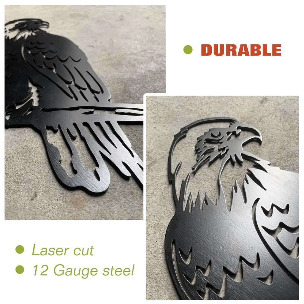 Bald Eagle Metal Bird Yard Art, Outdoor Tree Decor, Eagle Statue Gift for Men