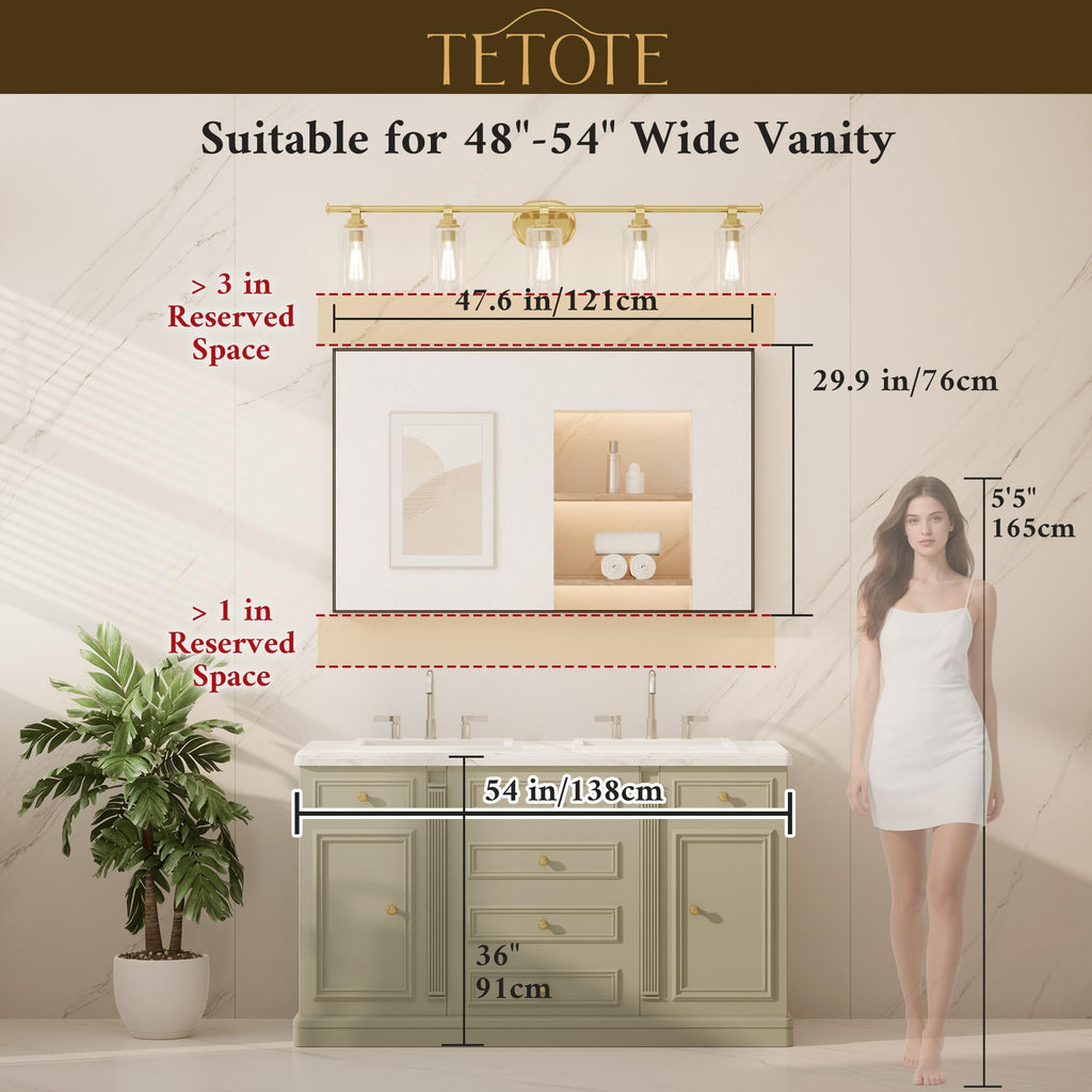 Black Mirror 48" x 30" Matte Black Frame Bathroom Vanity Mirror for Over Sink, Tempered Glass, Modern Farmhouse