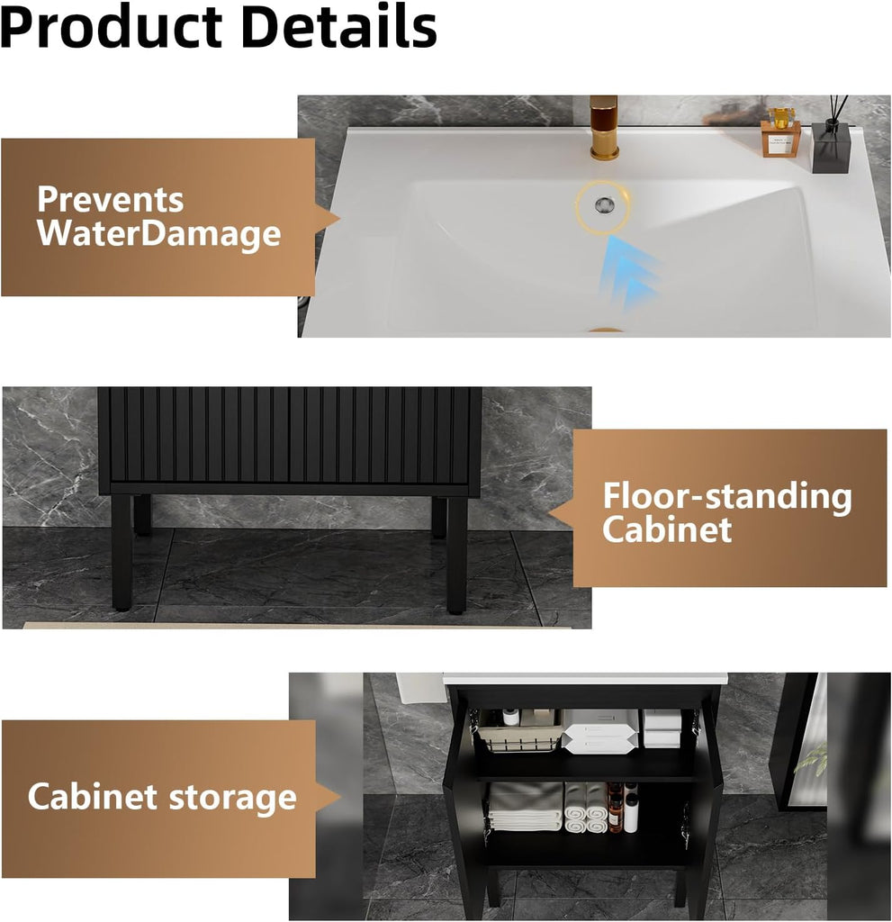 30" Freestanding Bathroom Vanity with Ceramic Sink