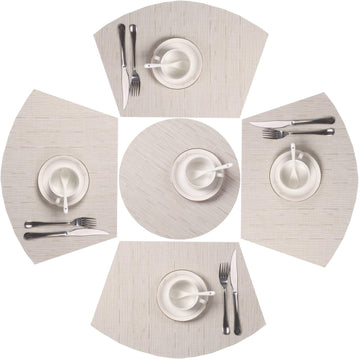 Small Round Table Placemats Set of 5 Wedge Shaped Place Mat with Centerpiece Round Mat Heat Resistant Table Mats