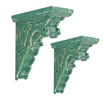 Set of 2 Corbels for Shelves Wood Corbels Decorative,L7.2 x W3.1 x H7.8 Inch, Shelf Brackets Wooden Vintage Shelf